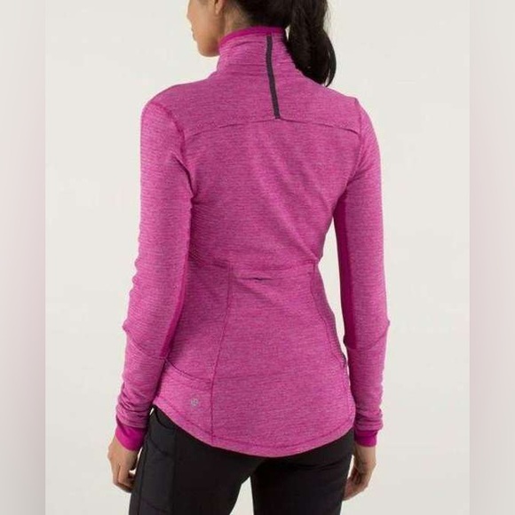 Lululemon Mini Check Pique Raspberry Base Runner Half Zip Jacket - Picture 3 of 12